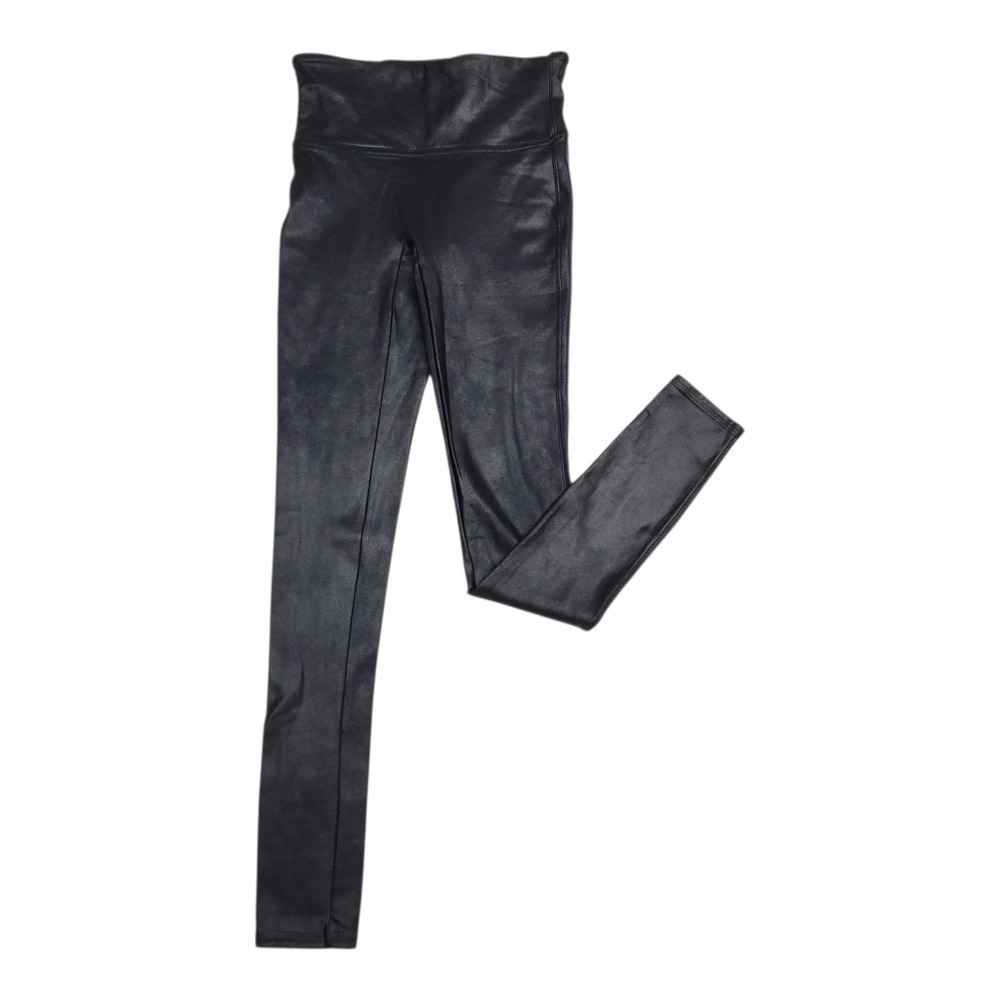 Spanx Leggings 2437 Faux Leather Black High Waisted Slimming‎ Moto Sz Small